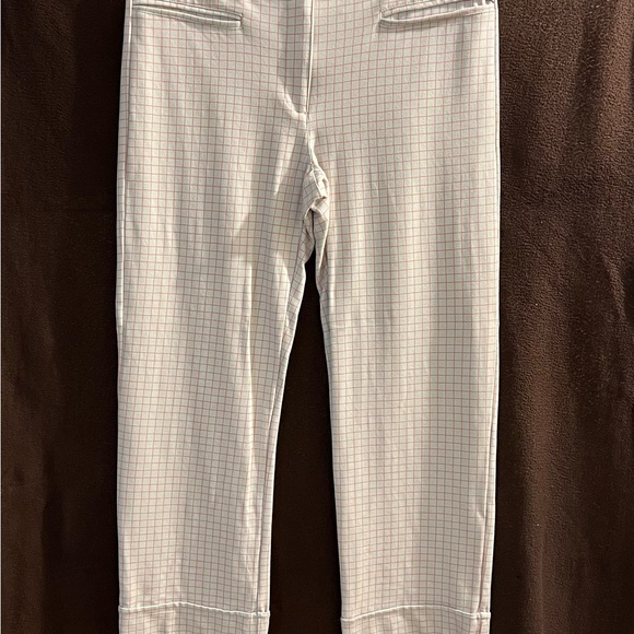Womens’ Fashion Crop Pants - Size Large (33’) / Plaid Checkered Beige - Picture 1 of 2